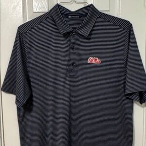Cutter & Buck Ole Miss Navy Blue and White Striped Polo